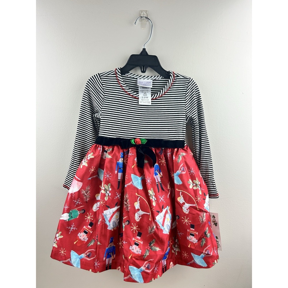 Iris & Ivy Girls 24 Month Nutcracker Fit and Flare Christmas Holiday‎ Dress New